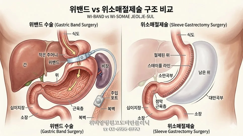 위밴드 제거 vs 위소매절제술 2026: 동시 수술 기준과 선택 가이드 2