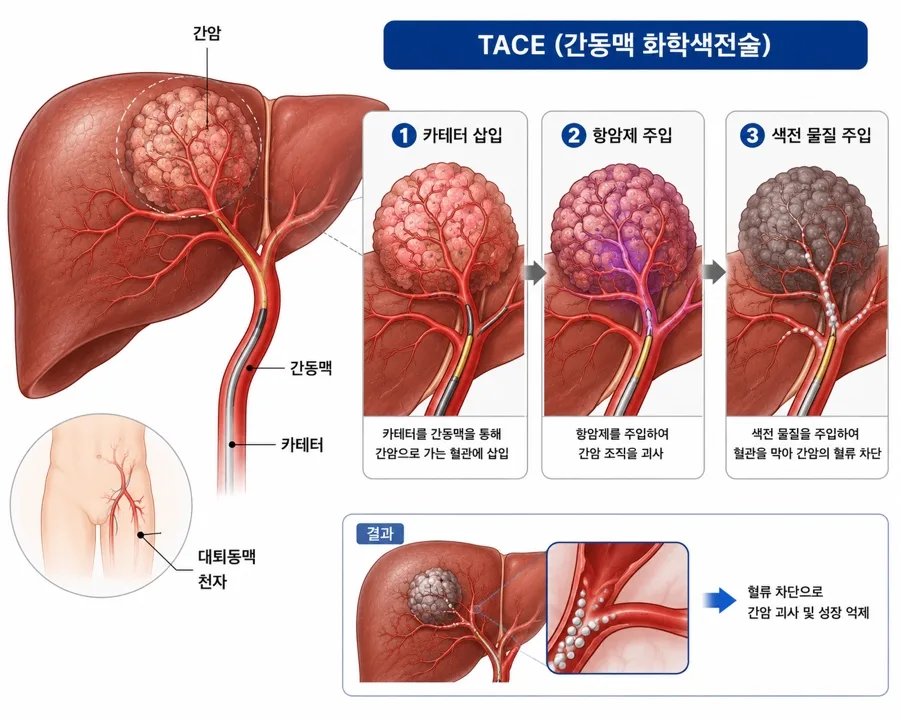 간동맥화학색전술 TACE 2026년 시술 총정리: 적응증부터 가격까지