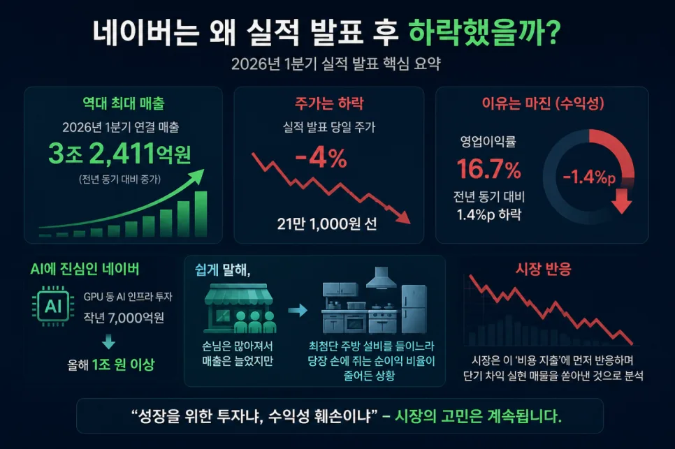 네이버 1분기 실적 발표 후 주가 하락 원인 분석 (2026년) 2
