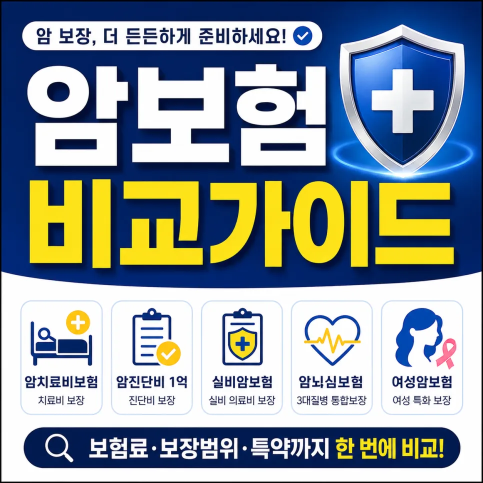 2026년 암보험 비교: 치료비·진단비·실비·뇌심·여성암 총정리