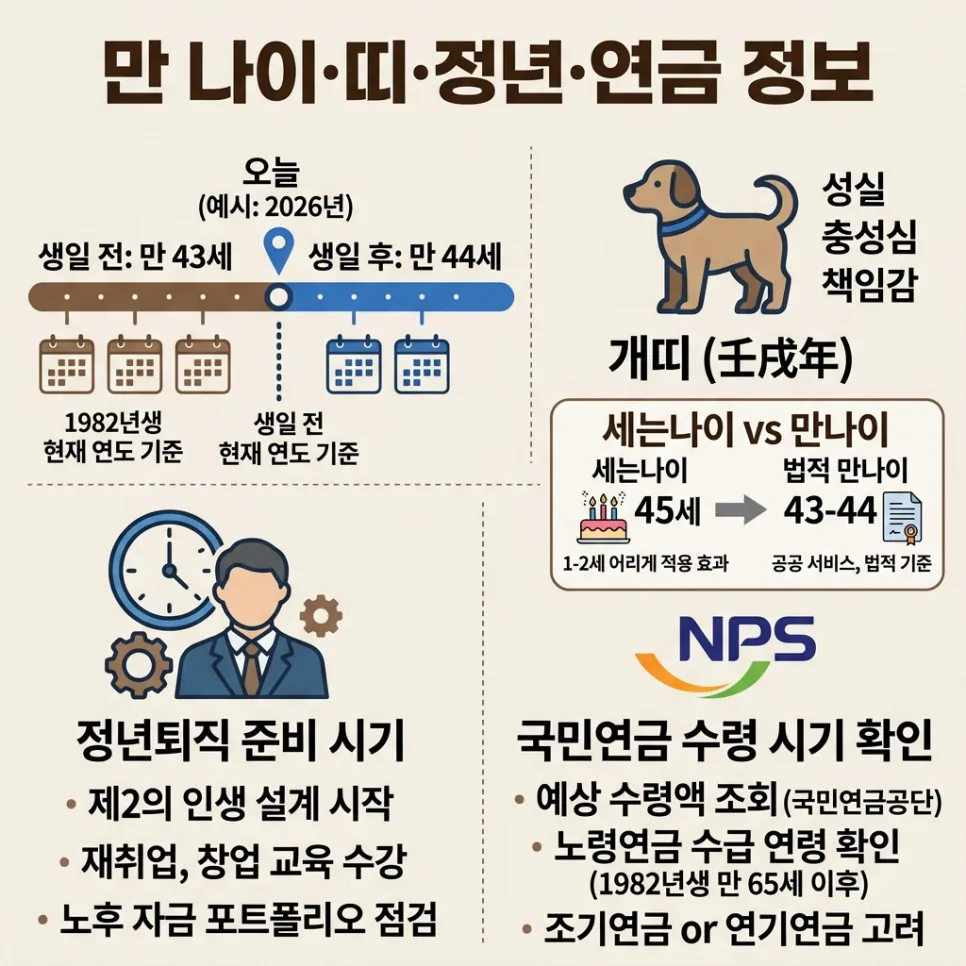 1982년생 나이, 띠, 연금 수령 시기 완벽 정리 (2026년) 3