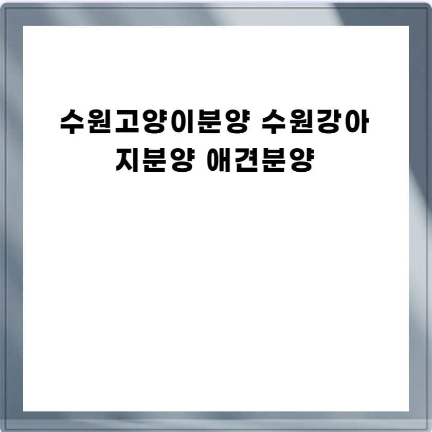 수원 고양이/강아지 분양 2026: 안심 입양센터 비교 분석 2