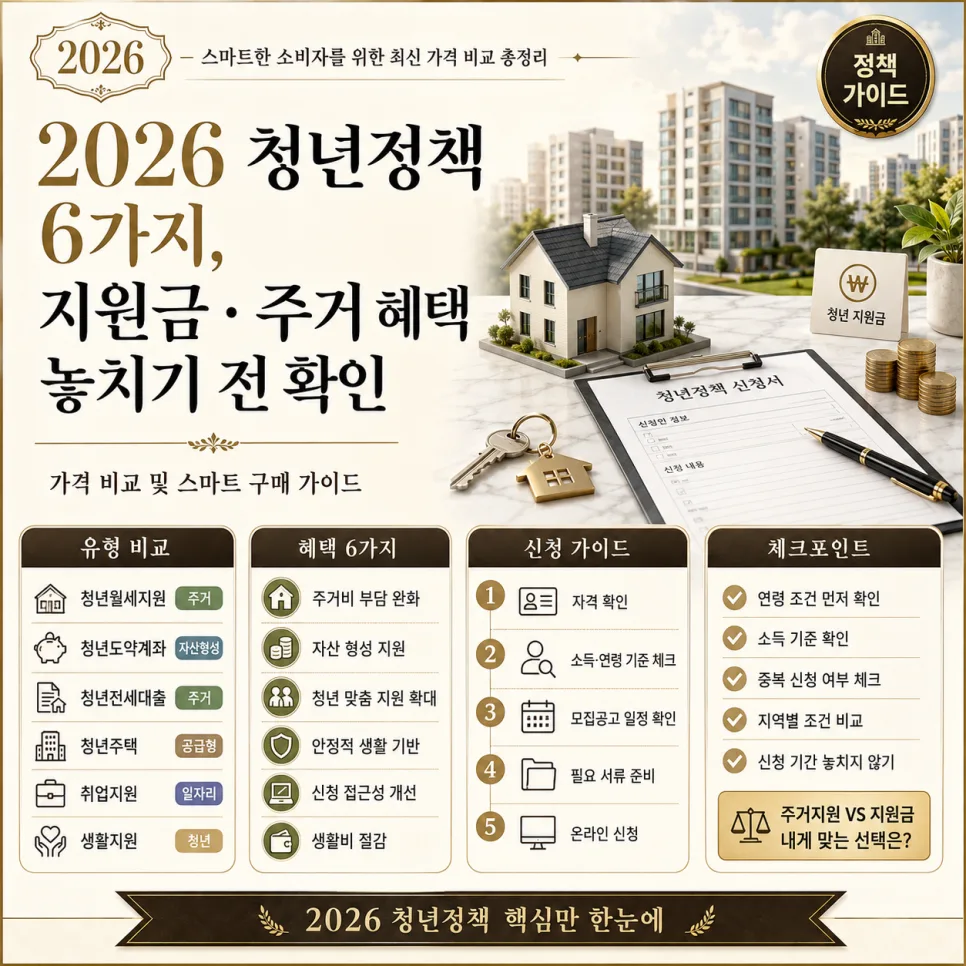 2026년 청년 지원금 6가지: 신청 조건과 혜택 총정리
