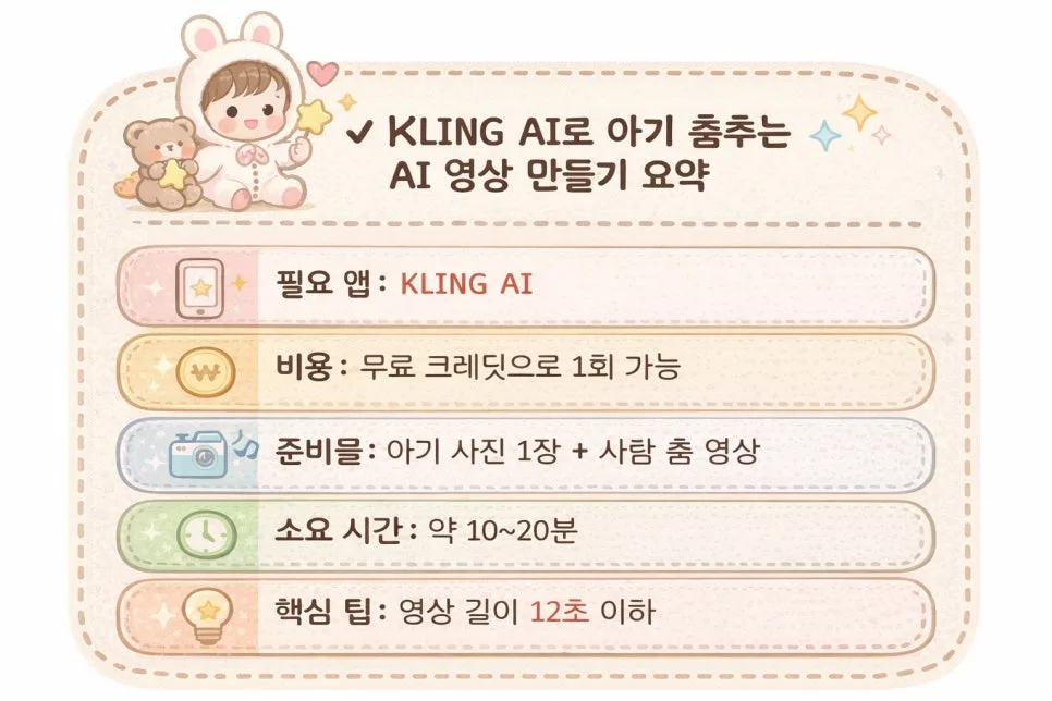 KLING AI 아기 춤 영상 만들기: 무료 제작법 & 주의점 2026 2