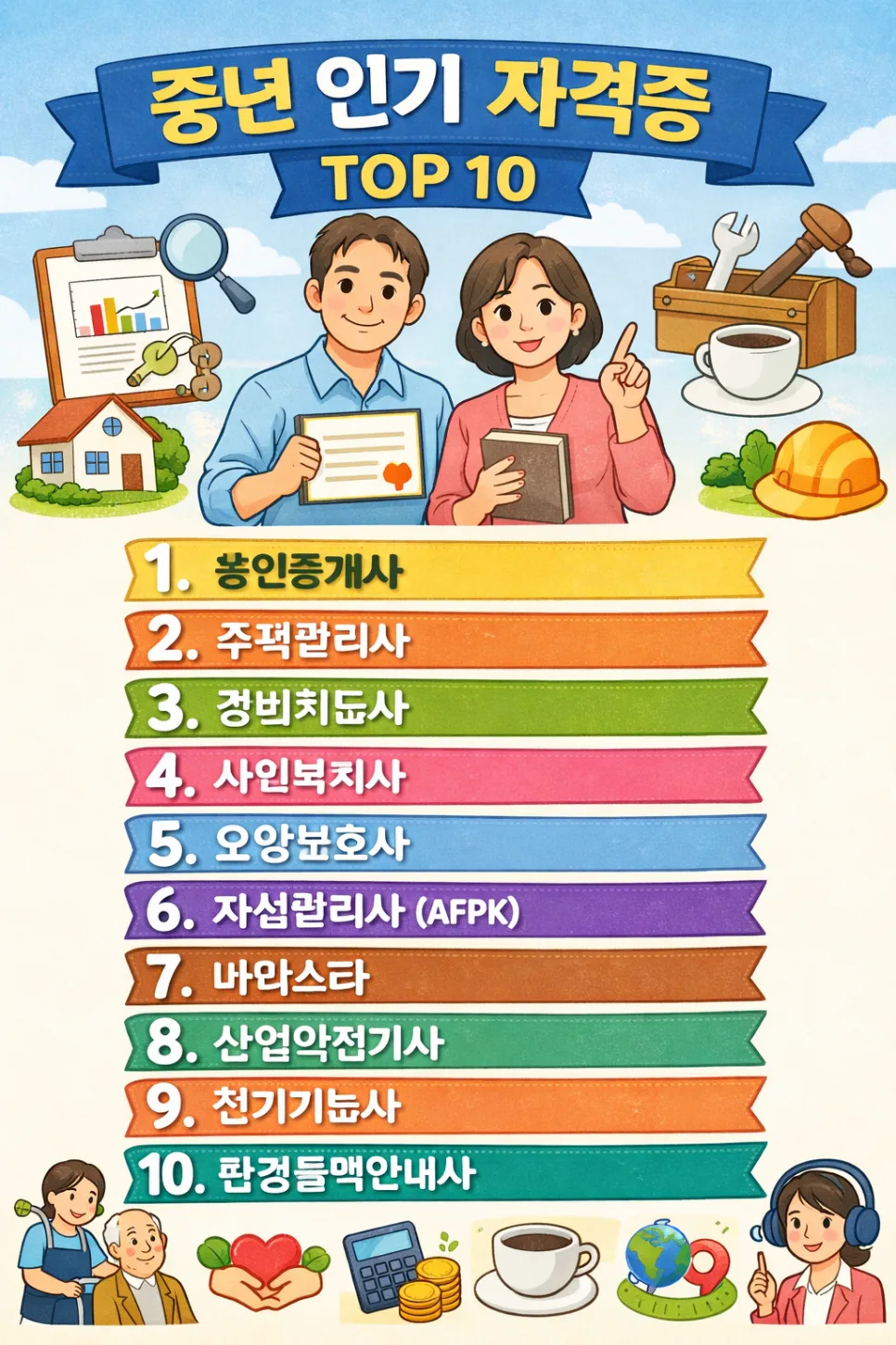 중년 취업 자격증 TOP 11: 노후 월수입 현실 분석 2026 2