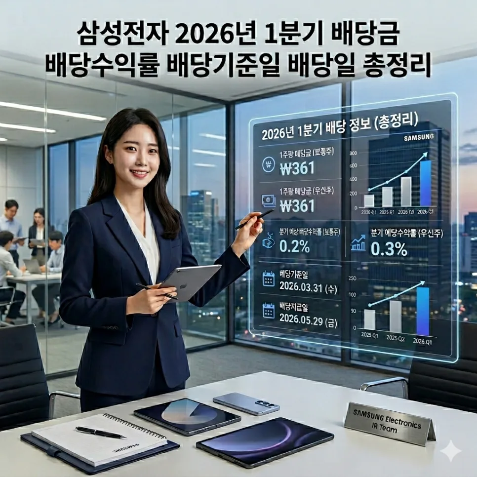 삼성전자 1분기 배당금 372원, 2026년 지급일과 수익률 총정리