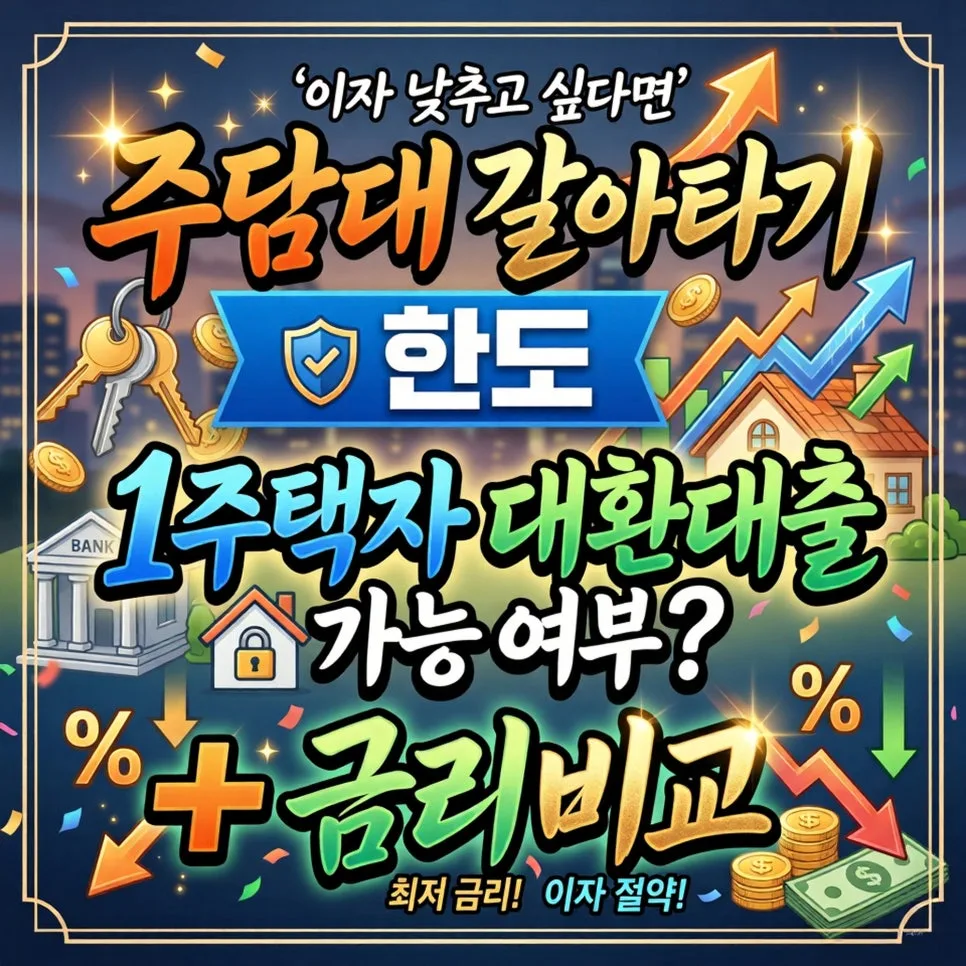 주담대 갈아타기 한도 및 조건 2026: 1주택자 대환대출 완벽 가이드 — 비즈니스·경제 — worwk15