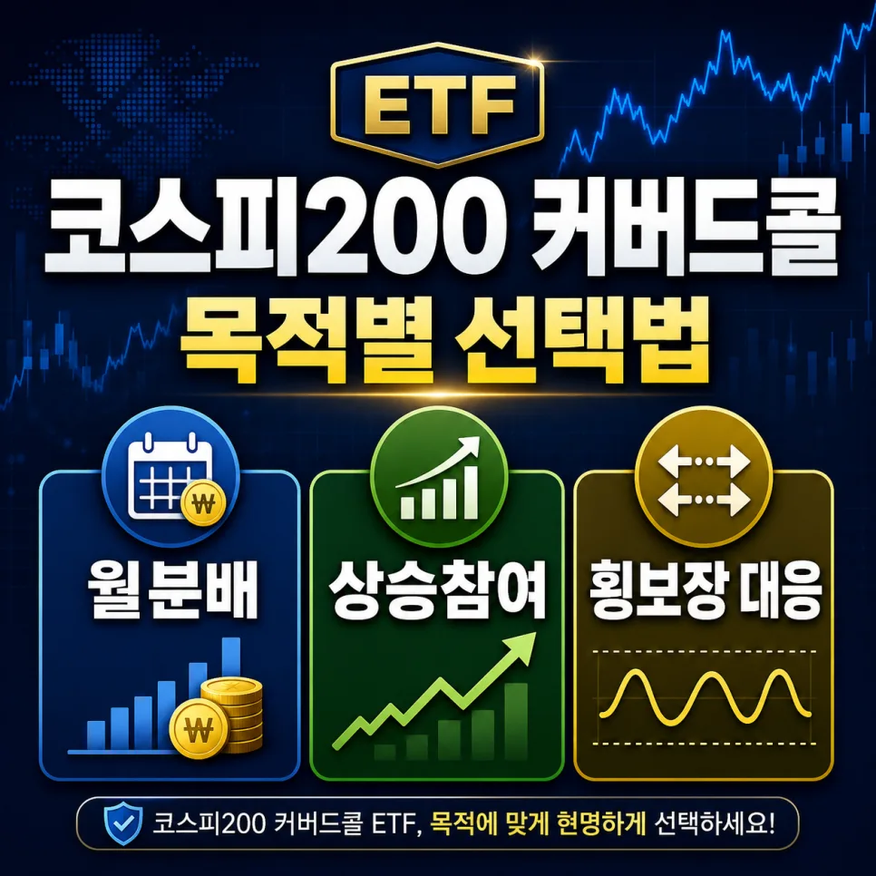 코스피200 커버드콜 ETF 2026년 선택 가이드: 월분배·상승참여 비교