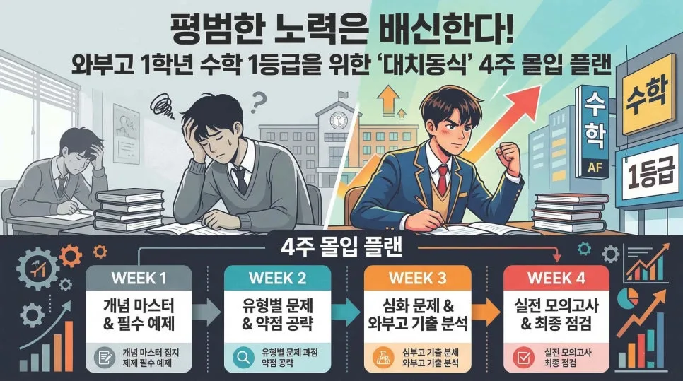 와부고 1학년 수학 1등급: 대치동식 4주 완성 플랜 2026 — 교육·학문 — eunjung145