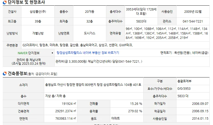 아산 탕정 삼성트라팰리스 경매, 2026년 투자 가치 분석 2