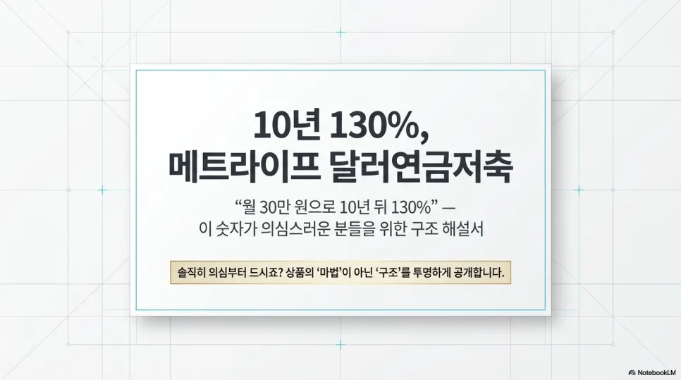 메트라이프 달러연금저축 2026년, 10년 유지 시 130% 환급률 가능할까? 3