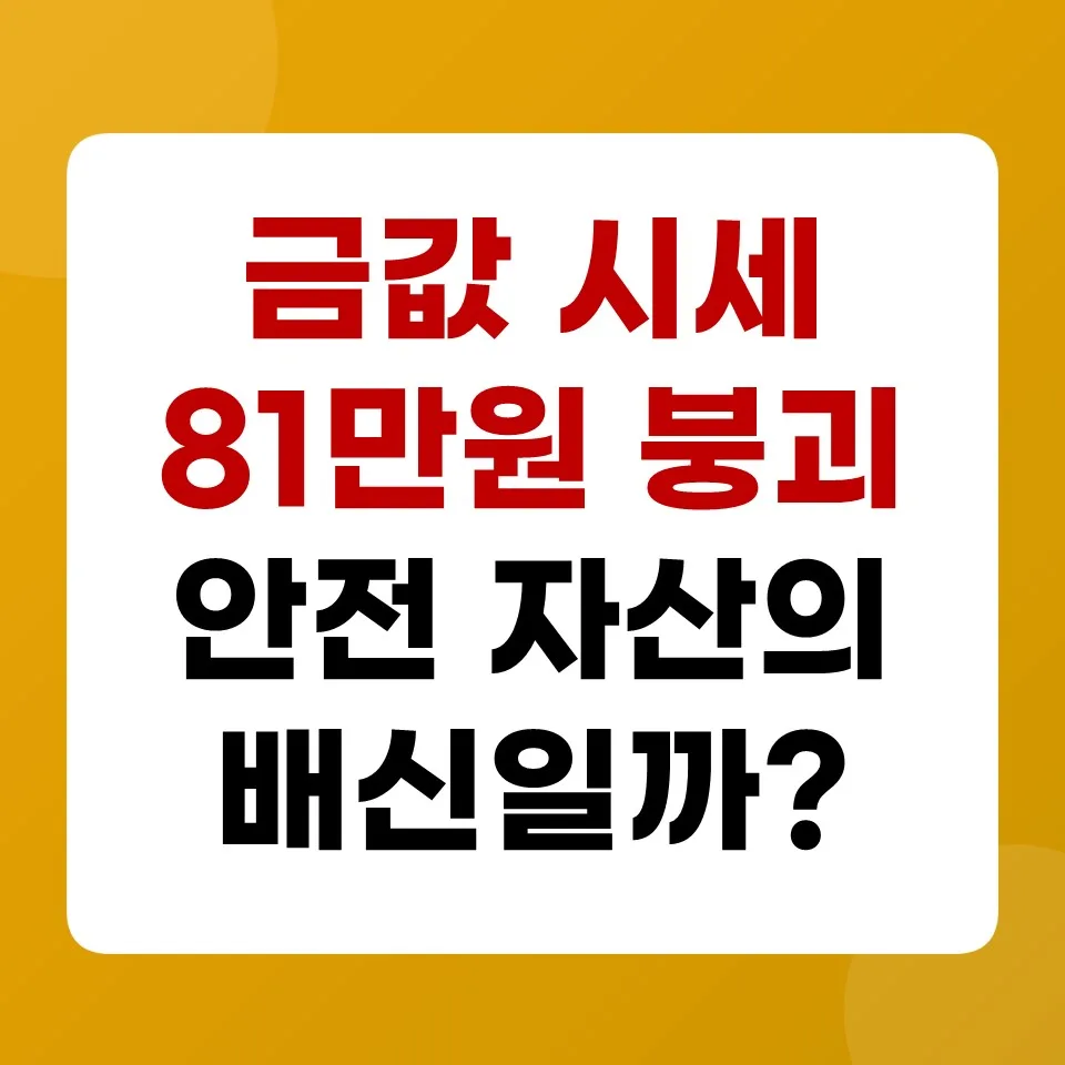 2026년 금값 전망: 81만원 붕괴 후 안전자산의 진실은? 2