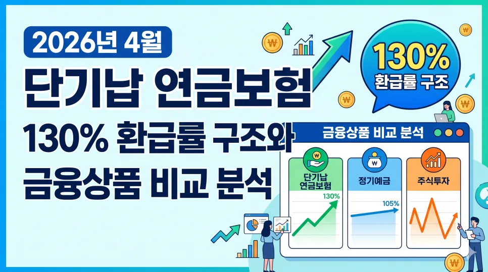 단기납 연금보험 130% 환급률, 2026년 가입 전 필독 사항
