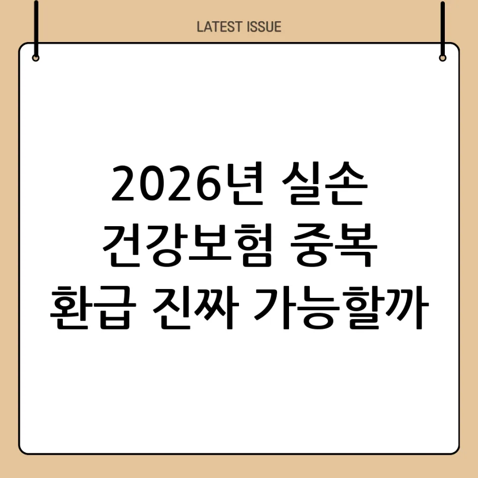 실손보험 vs 건강보험 환급 중복? 2026년 최신 규정 총정리 — 비즈니스·경제 — sudali984