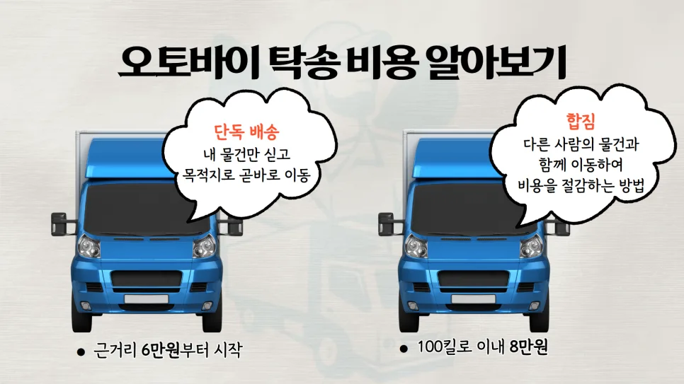 오토바이 탁송 비용 2026: 합짐 vs 단독 배송 가격 비교 2