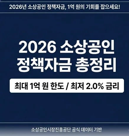 2026년 소상공인 정책자금: 최대 1억 지원 조건 및 신청 방법 총정리 3