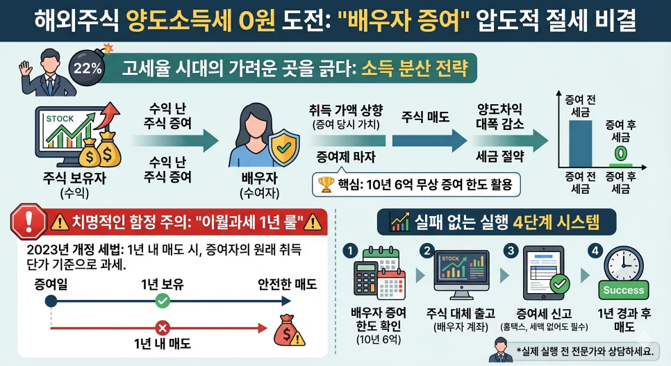 해외주식 양도세 0원 만드는 법 2026: 배우자 증여 활용 전략 2