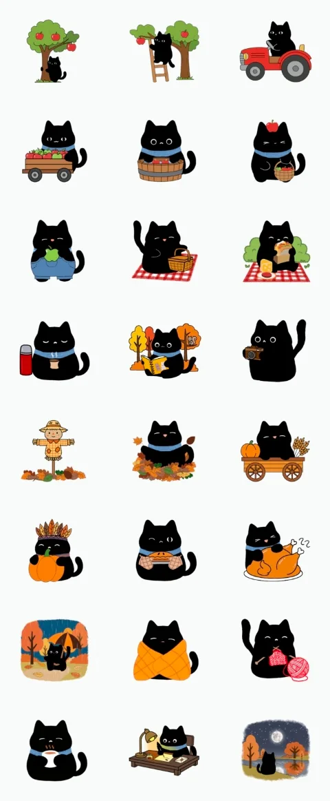 검은 고양이 로네 스티커, 가을 이야기 2026년 신상 공개 3