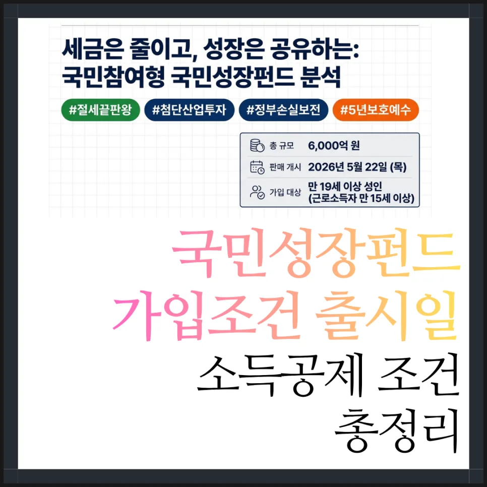국민성장펀드 2026년 가입 조건 및 소득공제 혜택 총정리 — 비즈니스·경제 — kensan21