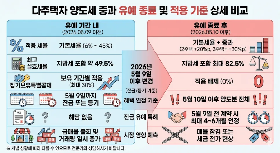 다주택자 양도세 폭탄 2026년 5월 9일 이후 적용되는 세율 총정리 2