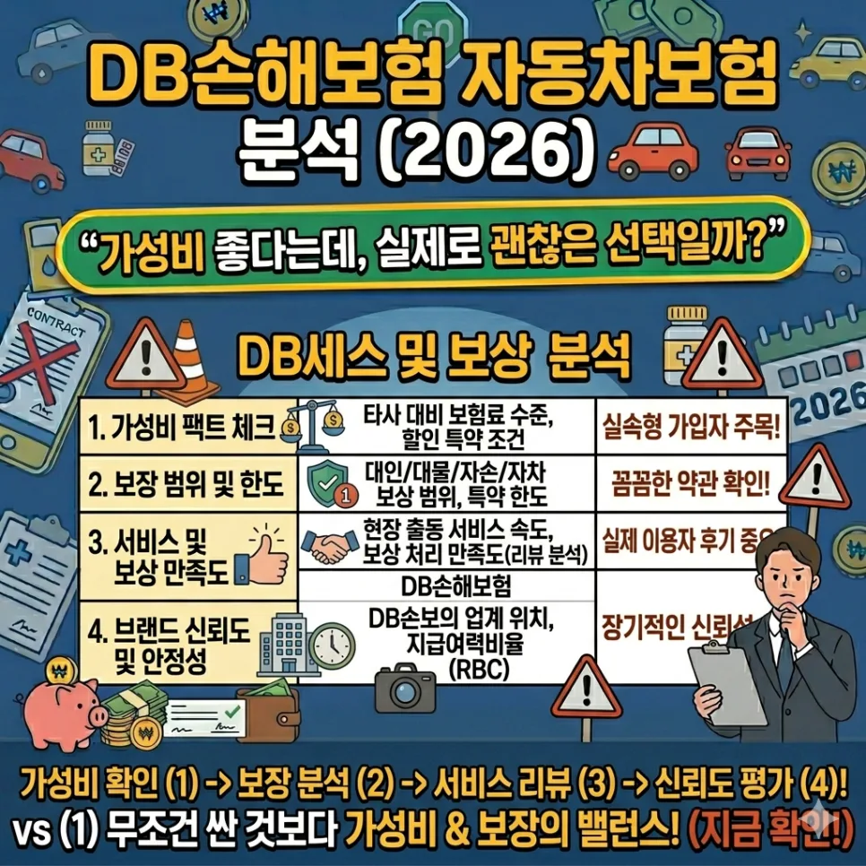 DB손해보험 자동차보험, 가성비와 안정성 2026년 최신 분석
