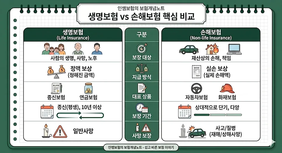 생명보험 vs 손해보험, 2026년 초보자를 위한 핵심 비교 가이드 2