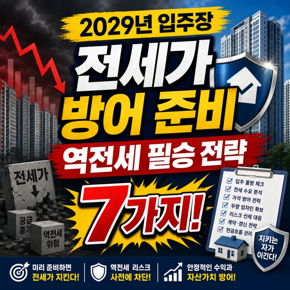 2029년 역전세 대비: 청약 당첨자의 전세가 방어 필승 전략 7가지