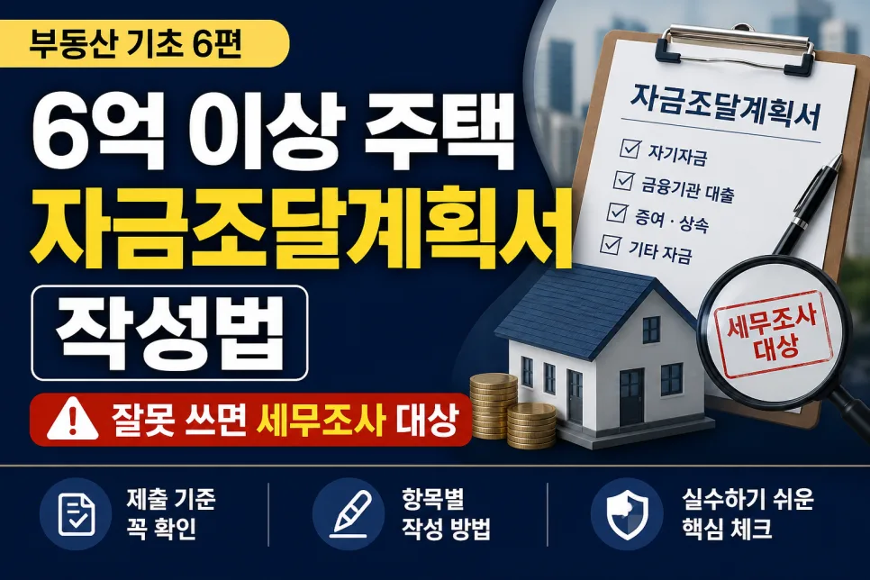 6억 이상 주택 자금조달 계획서 작성법 2026
