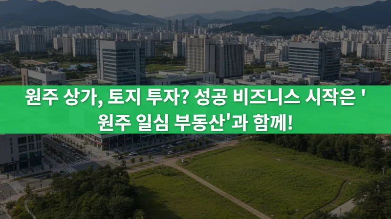 2026년 원주 상가·토지 투자, 성공 비즈니스 위한 핵심 가이드 2