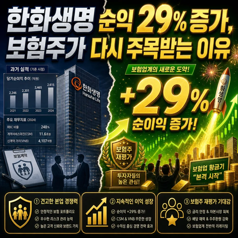 한화생명 순이익 29% 급증 비결 2026: 보험주 재조명 이유