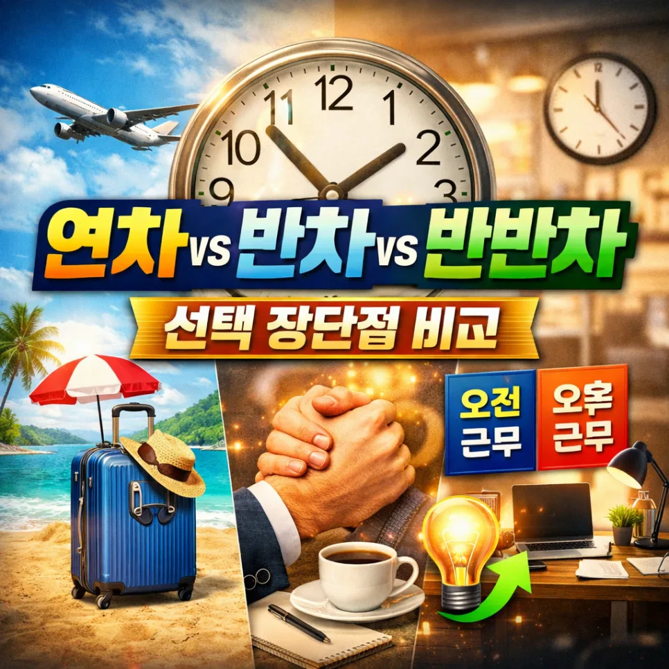 연차, 반차, 반반차 2026년 완벽 비교: 시간 단위 사용법 총정리