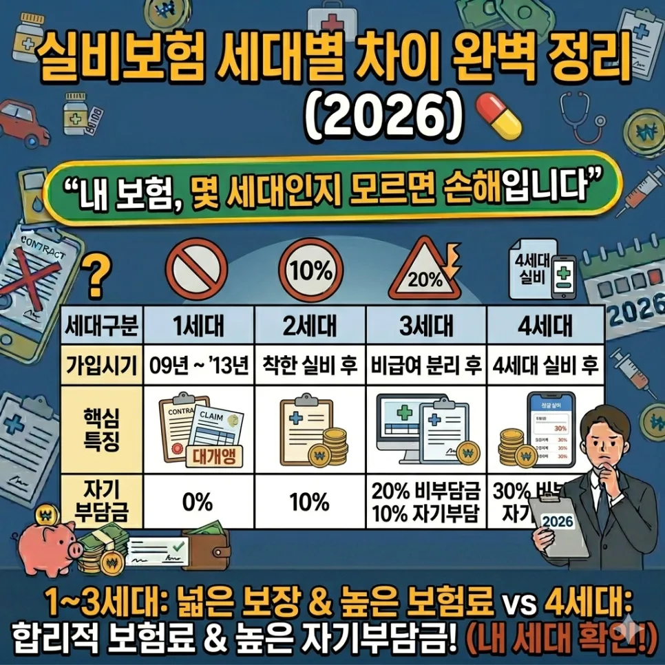 실비보험 세대별 차이 완벽 비교 2026: 내 보험은?