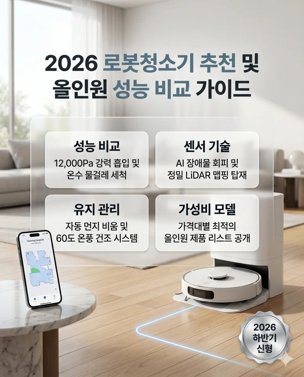 2026년형 로봇청소기, 올인원 성능 비교와 AI 기능 완벽 가이드 — IT·테크 — eha031