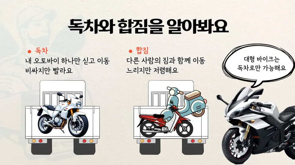 오토바이 탁송 비용 비교 2026: 합짐 vs 독차, 얼마나 절약될까? 2