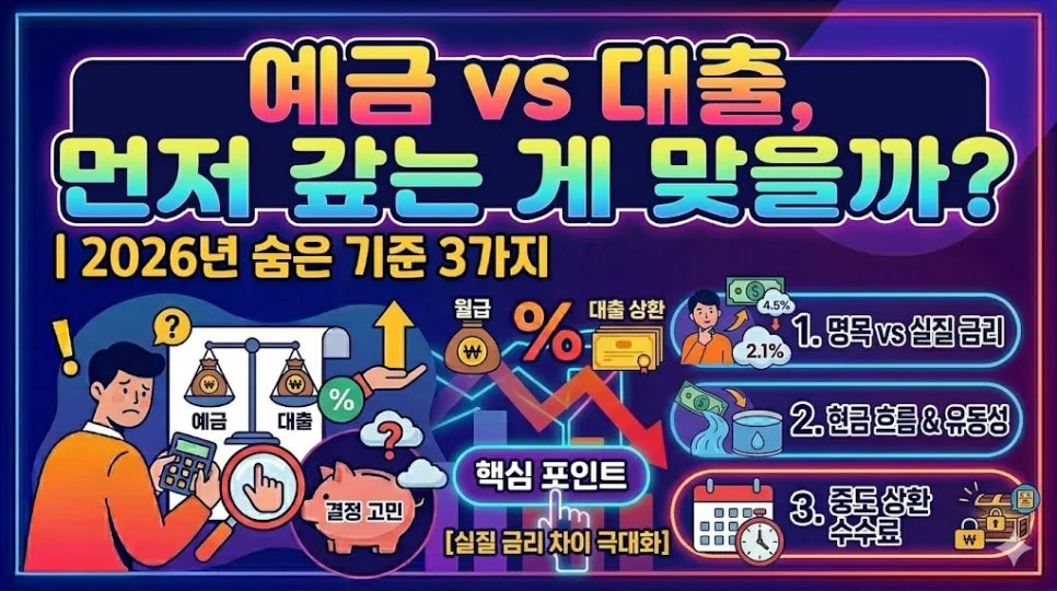 2026년 예금 vs 대출 상환, 무엇이 유리할까? 실제 경험자 분석