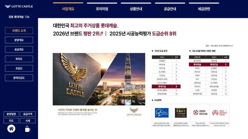 정동 롯데캐슬 136 분양가, 2룸/3룸 아파트 및 오피스텔 정보 2026 2