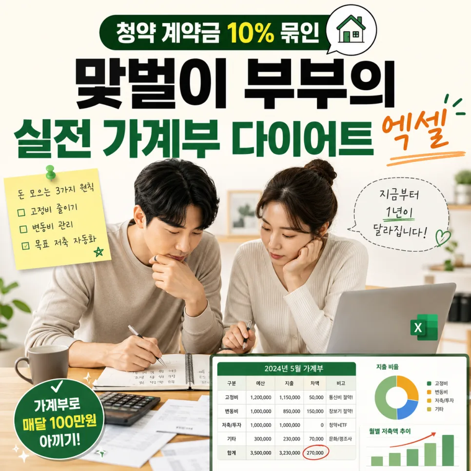 청약 계약금 10% 묶인 맞벌이 부부, 2026년 짠테크 가계부 엑셀 활용법