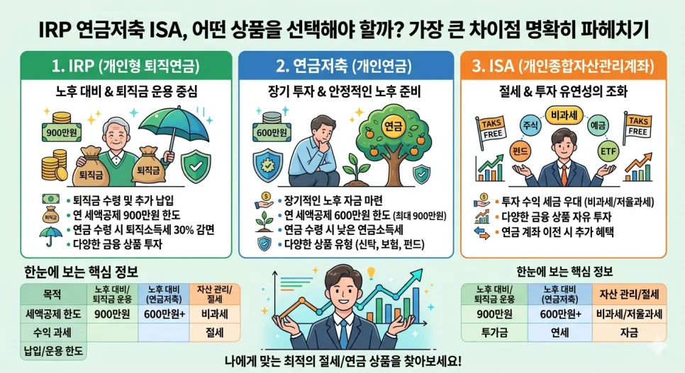 IRP vs 연금저축 vs ISA: 2026년 절세 혜택 비교 분석 3