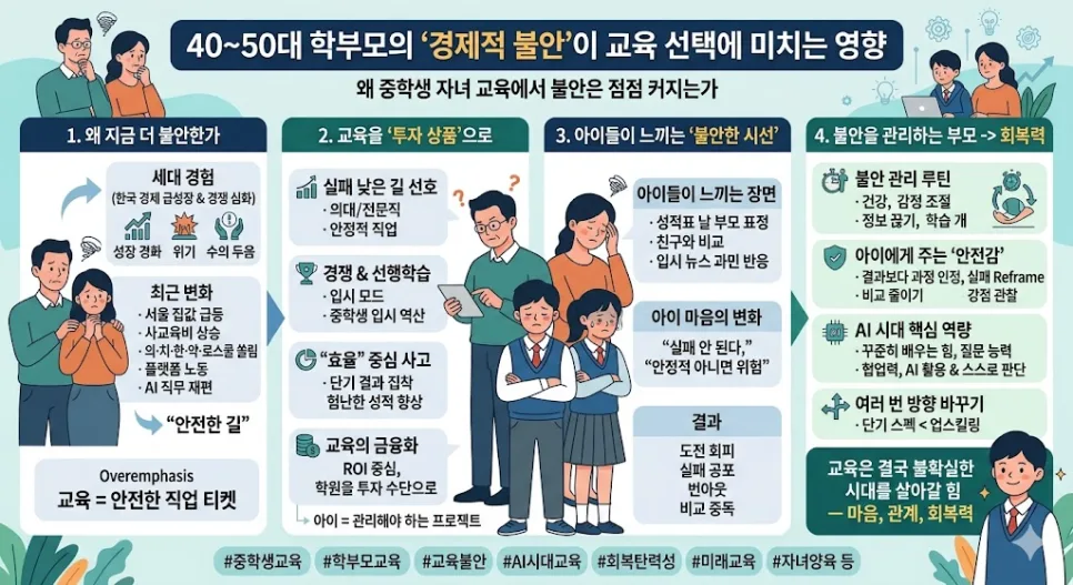 4050 학부모의 경제적 불안, 자녀 교육 선택에 미치는 영향 2026