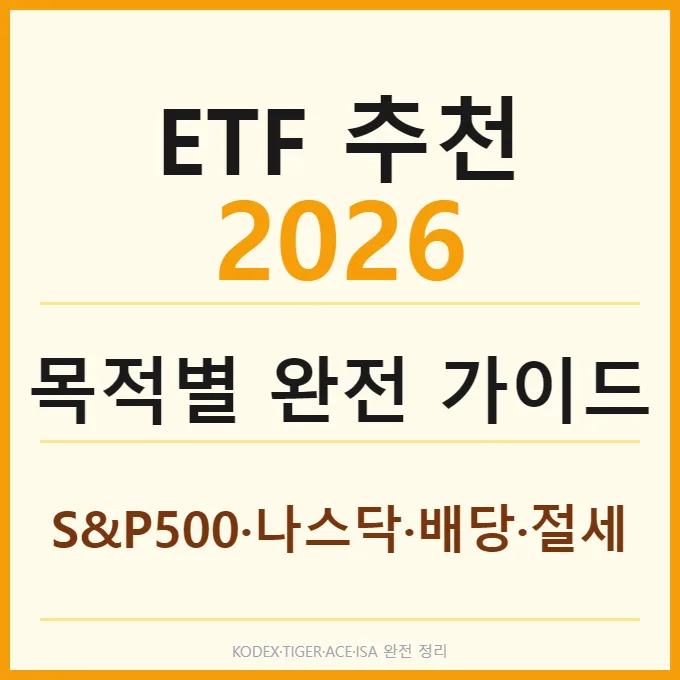 2026년 ETF 투자 완벽 가이드: S&P500, 나스닥, 배당 ETF 비교 분석