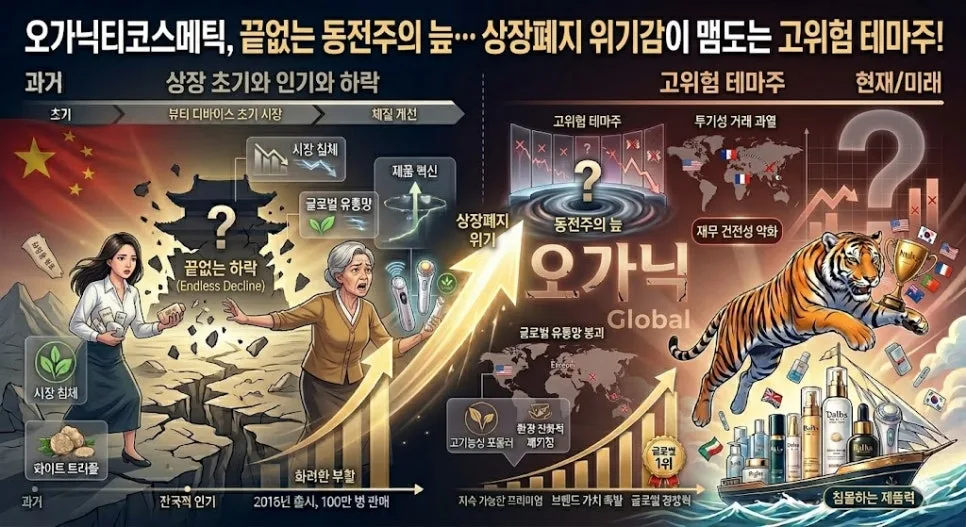 오가닉티코스메틱 주식, 상폐 위기 216원 동전주 분석 2026