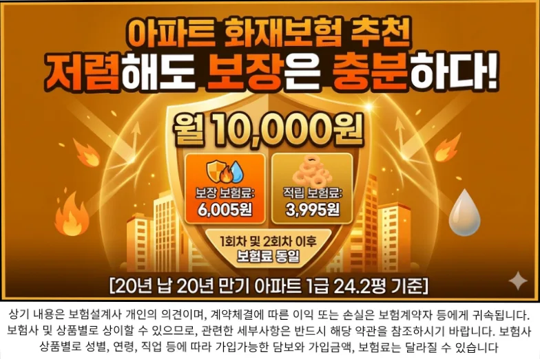 아파트 화재보험 월 1만원대로 든든하게 준비하는 법 2026 2