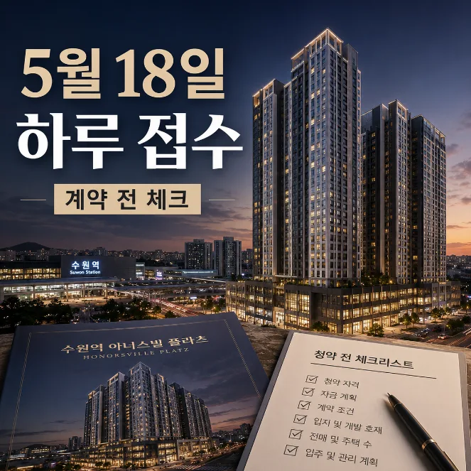 수원역 아너스빌 플라츠 청약 조건 2026: 7가지 핵심 체크리스트