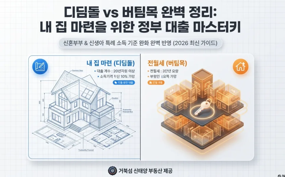 디딤돌 vs 버팀목 대출 2026: 신혼부부 소득 기준 및 조건 완벽 비교 — 비즈니스·경제 — shintaeyang02