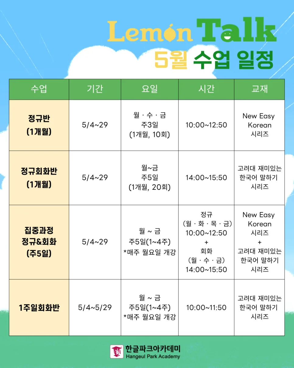 2026년 한국어학원 선택 가이드: 한글파크아카데미 수업 비교 — 교육·학문 — hangeulpark_aca