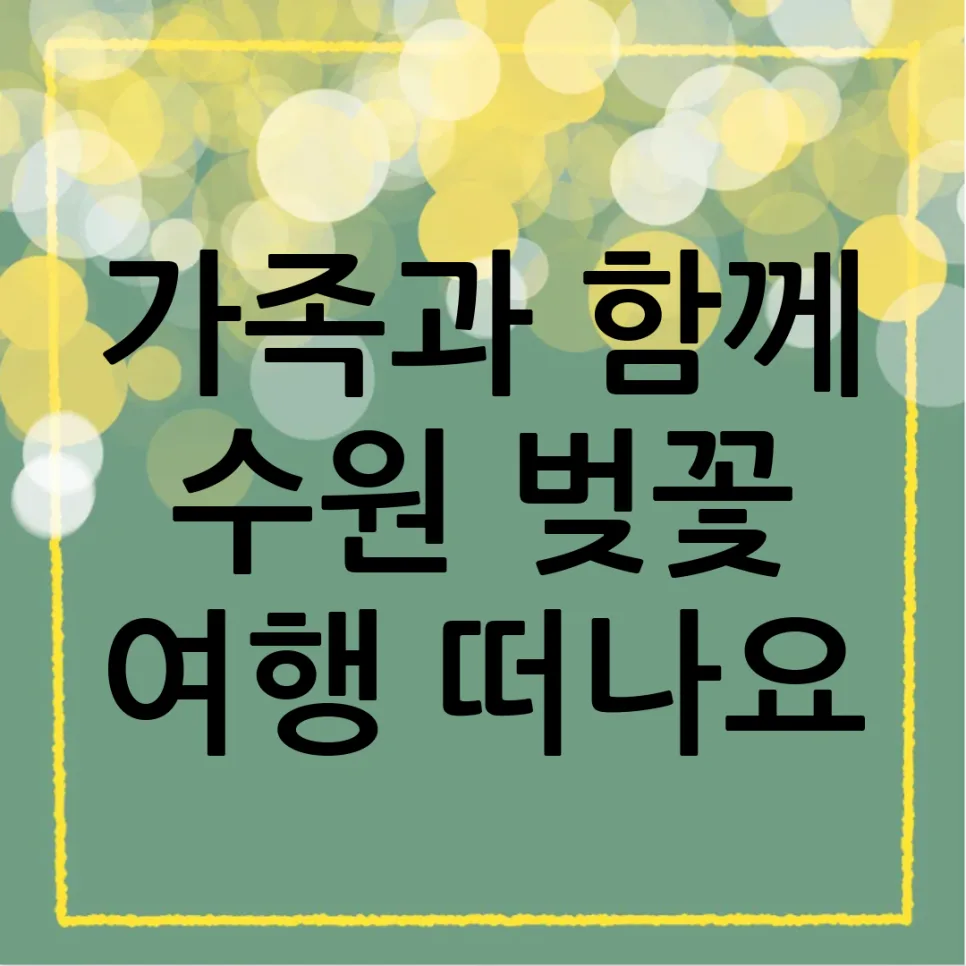수원 벚꽃 명소 2026: 아이와 함께 인생샷 남기는 가족 여행 코스 — 한국여행 — yyecork25
