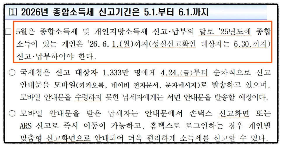2026 종합소득세 환급, 6월 1일 전 신고 방법 총정리 2
