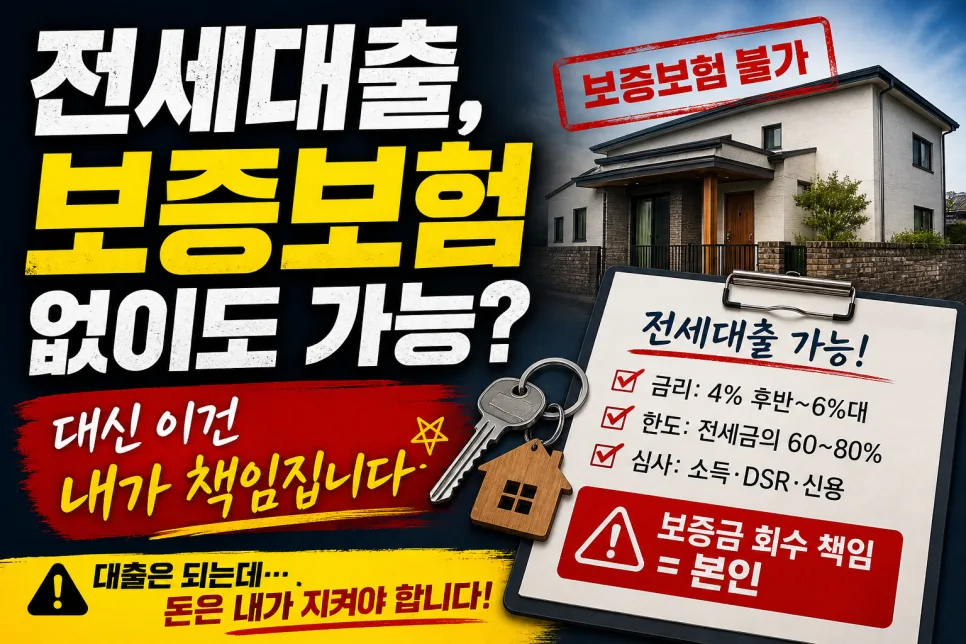 2026년 전세대출 보증보험 없이 가능할까? 조건과 책임 분석