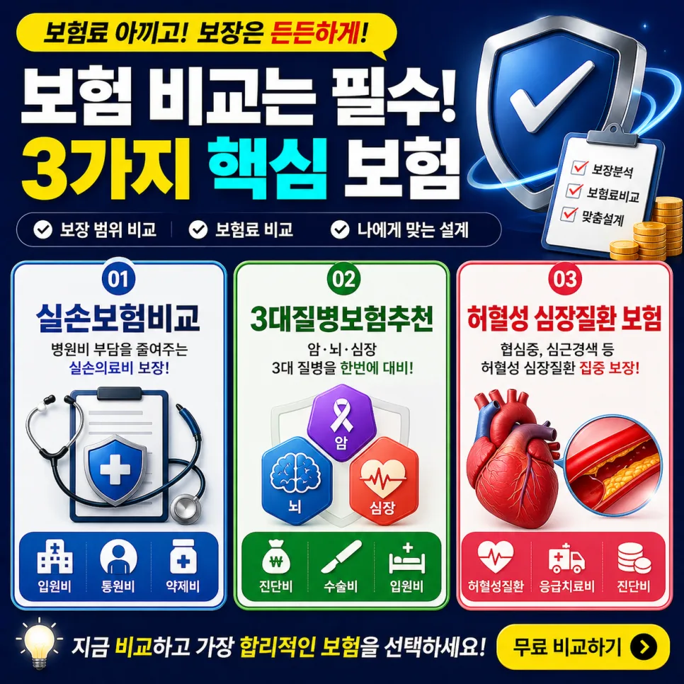 실손보험·3대질병·심장보험 비교 2026: 핵심 가이드