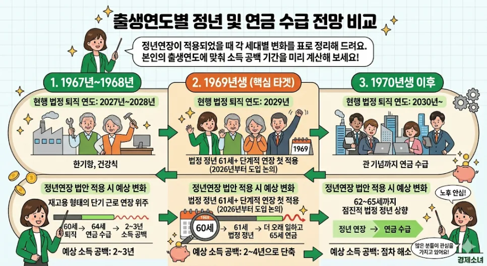 65세 정년연장 2026년 시행? 69년생 대비 전략 총정리 2